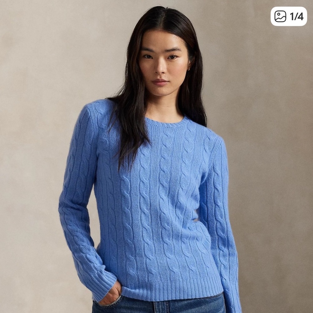Ralph Lauren Light Blue cashmere Cable Knit Sweater